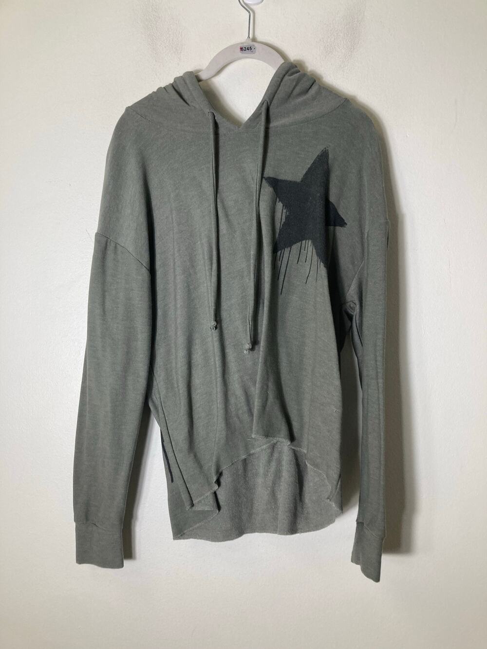 Chaser Hunter Green Black Star Long Sleeve Hooded Sweatshirt Sz L